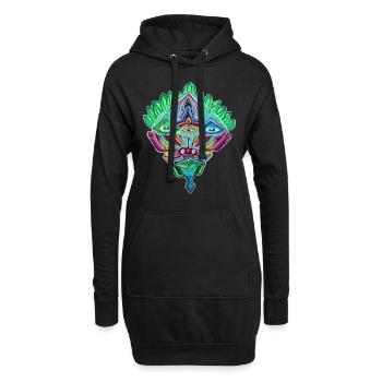 Colorful Psyhead - Hoodie-Kleid - Schwarz - Vorne