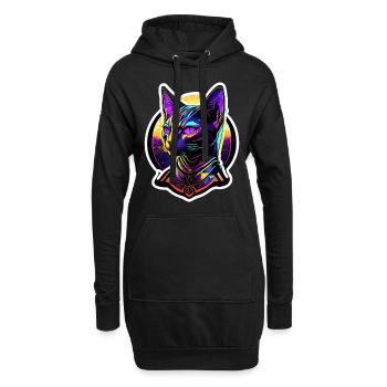 Egypte Chat Psychédélique II - Sweat-shirt à capuche long Femme - noir - Devant