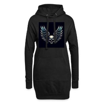 Crâne avec des ailes (noir) - Sweat-shirt à capuche long Femme - noir - Devant