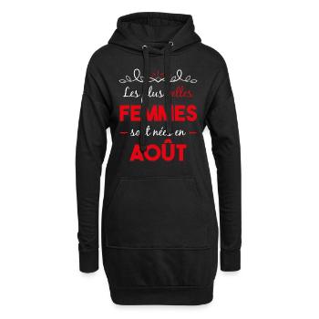 cadeau d'anniversaire femmes août belle - Sweat-shirt à capuche long Femme - noir - Devant