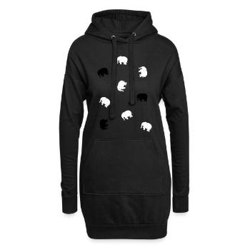 kleine Elefanten - Hoodie-Kleid - Schwarz - Vorne