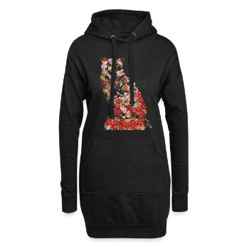 Portrait der großen Vintage Eule. Eule, Eule - Hoodie-Kleid - Schwarz - Vorne