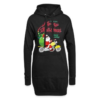Weihnachtsmann - Hoodie-Kleid - Schwarz - Vorne