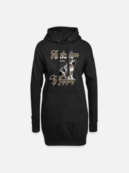 Australian Shepherd make me happy - Hoodie-Kleid - Schwarz