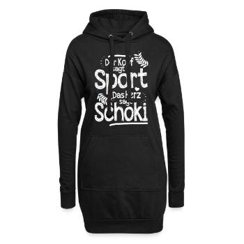 Dire drôle sports et chocolat - Sweat-shirt à capuche long Femme - noir - Devant