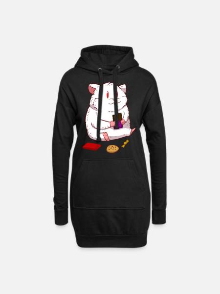 Hamster chocolate chocolate sweet tooth - Hoodie Dress - black
