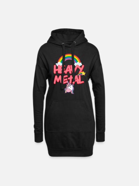 HEAVY METAL Headbanger Einhorn Unicorn thrash rock - Hoodie-Kleid - Schwarz