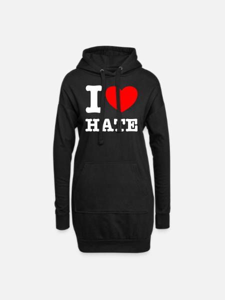 I love hate - Hoodie Dress - black