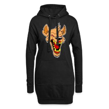 Fou loup tête idée cadeau vecteur - Sweat-shirt à capuche long Femme - noir - Devant
