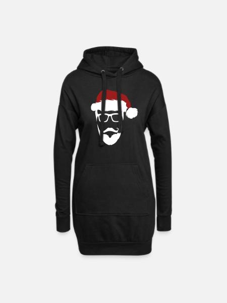 Santa Claus hipster beard glasses cap - Hoodie Dress - black