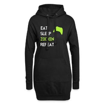 Eat Sleep Zocken Repeat Gamer Gaming Videospiele - Hoodie-Kleid - Schwarz - Vorne