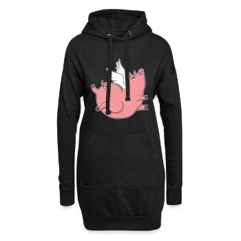 The pig piggy with wings gift idea - Hoodie Dress - black - Front