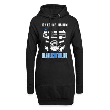 Ich komme aus dem Blaulichtmilieu Feuerwehr Spruch - Hoodie-Kleid - Schwarz - Vorne