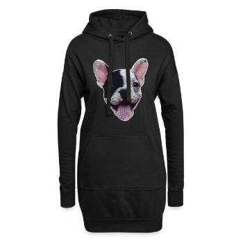 Tête de chien chiot bouledogue cadeau amoureux des chiens - Sweat-shirt à capuche long Femme - noir - Devant