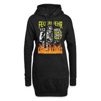 Feuerwehr,112. Weil jedes Leben Zählt. - Hoodie-Kleid - Schwarz - Vorne
