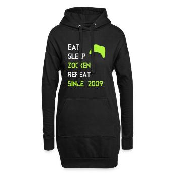 Eat Sleep Zocken Repeat seit 2009 - Hoodie-Kleid - Schwarz - Vorne