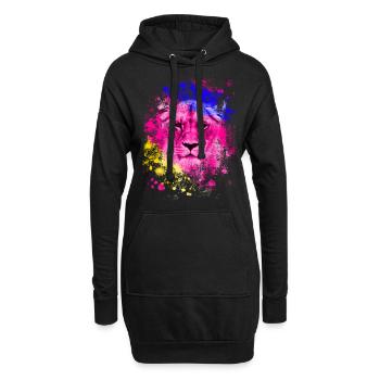 Lion art cadeau tête de lion coloré - Sweat-shirt à capuche long Femme - noir - Devant
