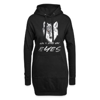 Tête de loup aux yeux rouges - Sweat-shirt à capuche long Femme - noir - Devant