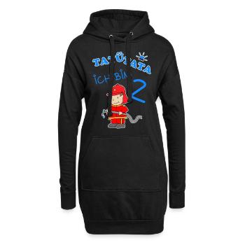 2 Kindergeburtstag mit Feuerwehrmann Geschenk - Hoodie-Kleid - Schwarz - Vorne