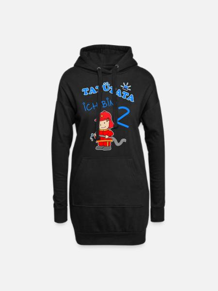2 Kindergeburtstag mit Feuerwehrmann Geschenk - Hoodie-Kleid - Schwarz