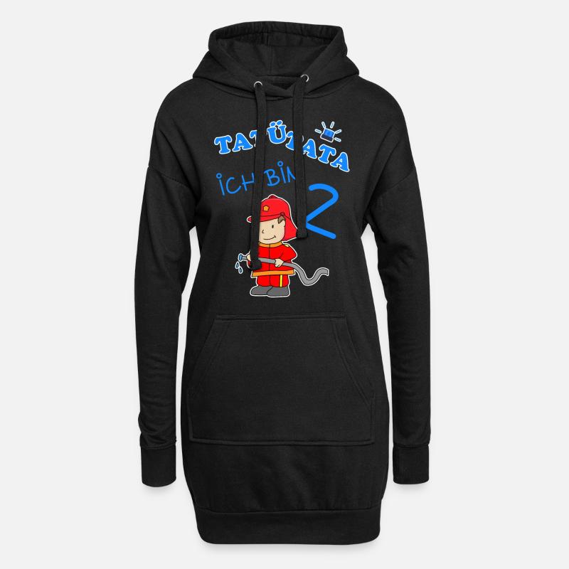 2 Kindergeburtstag mit Feuerwehrmann Geschenk - Hoodie-Kleid - Schwarz