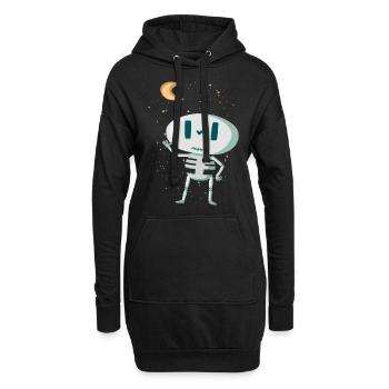 Niedliches Skelett mit Mond und Sternen Halloween - Hoodie-Kleid - Schwarz - Vorne