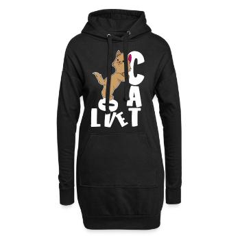 Niedliche Katze mit Liebe - Hoodie-Kleid - Schwarz - Vorne