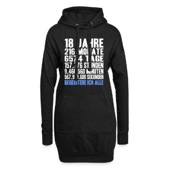 18th 18. Geburtstag Volljährig Geschenk lustig 18 - Hoodie-Kleid - Schwarz - Vorne