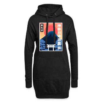 Retro Vintage Japan Art Style japanische Sonne Fan - Hoodie-Kleid - Schwarz - Vorne