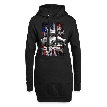 Camionnette légendaire V8 CJ 1957 - Sweat-shirt à capuche long Femme - noir - Devant
