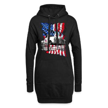 Drapeau USA 1950 camion classique vintage personnalisé - Sweat-shirt à capuche long Femme - noir - Devant