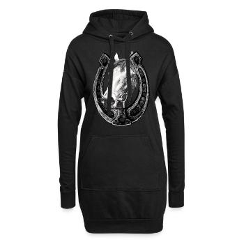 Cheval regarde à travers un fer à cheval - Sweat-shirt à capuche long Femme - noir - Devant
