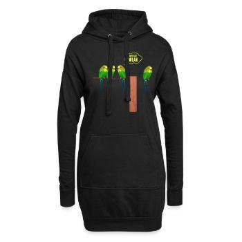 Der hat Wlan Wellensittich - Hoodie-Kleid - Schwarz - Vorne