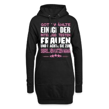 Sibirische Katze - Hoodie-Kleid - Schwarz - Vorne
