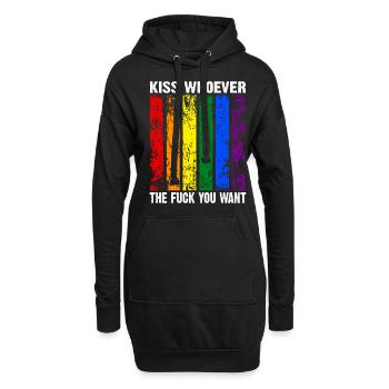 kiss whoever the fuck you want LGBTQIA+ Regenbogen - Hoodie-Kleid - Schwarz - Vorne