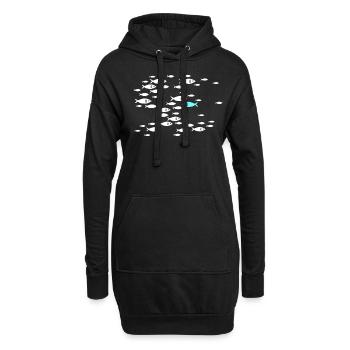 Gegen den Strom schwimmen Fische im Meer - Hoodie-Kleid - Schwarz - Vorne