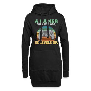 A gamer does not age he levels up lustiges Gaming - Hoodie-Kleid - Schwarz - Vorne