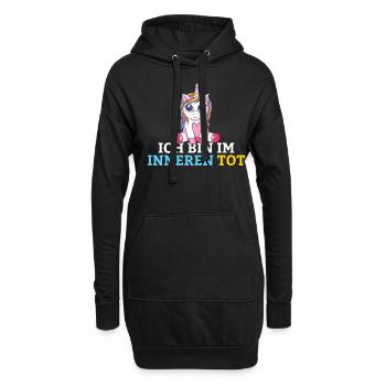 Ich bin im Inneren tot Einhorn - Hoodie-Kleid - Schwarz - Vorne