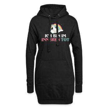 Ich bin im Inneren tot Einhorn - Hoodie-Kleid - Schwarz - Vorne