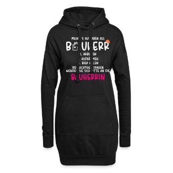Meine Aufgaben als Bauherr - Hoodie-Kleid - Schwarz - Vorne