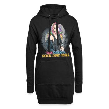 Sex Drugs Rocknroll Schädel Iro Punk Rock Musik - Hoodie-Kleid - Schwarz - Vorne