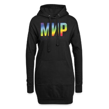 Мир (Mir / Frieden / Russisch / Regenbogenfarben) - Hoodie-Kleid - Schwarz - Vorne