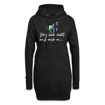 Einhorn / Ich glaube nicht an Menschen - Hoodie-Kleid - Schwarz - Vorne