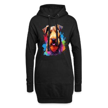 Airedale Terrier race de chien tête de chien colorée - Sweat-shirt à capuche long Femme - noir - Devant