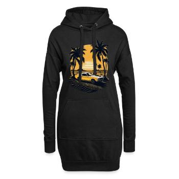 Le coucher de soleil doré illumine la plage tranquille - Sweat-shirt à capuche long Femme - noir - Devant