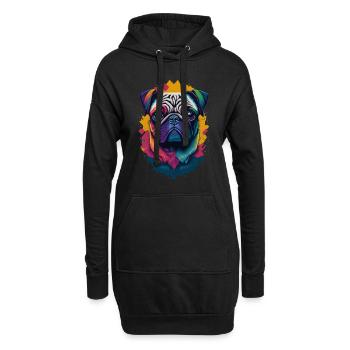 Carlin chien couleur explosion chiens illustration - Sweat-shirt à capuche long Femme - noir - Devant