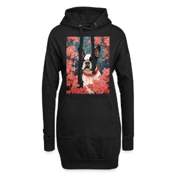 Boston Terrier Hund im anime japanische Kunst - Hoodie-Kleid - Schwarz - Vorne