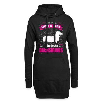 Just a Girl who loves Dackel Outfit - Hoodie-Kleid - Schwarz - Vorne