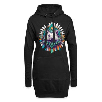 Hérisson Mandala puissance spirituelle Animal Design - Sweat-shirt à capuche long Femme - noir - Devant
