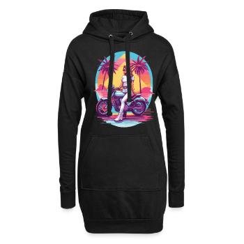 Retro Synthwave Biker Motorrad Design - Hoodie-Kleid - Schwarz - Vorne